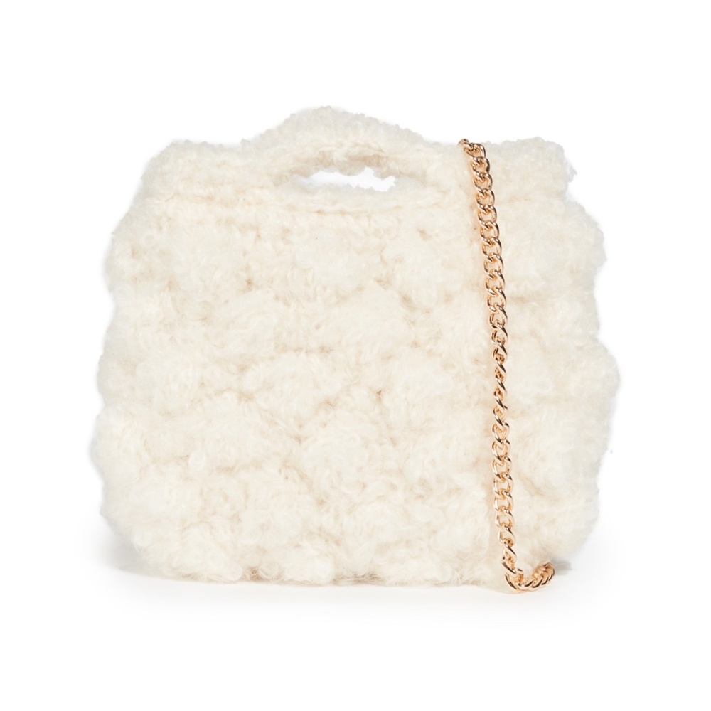 Caterina Bertini White Mohair Crossbody Bag  - NWT